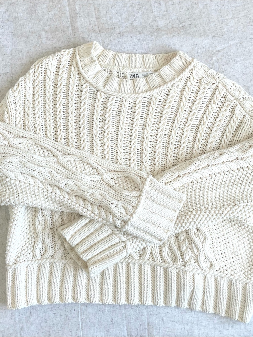 Zara Cream Cable Knit Sweater chunky knit